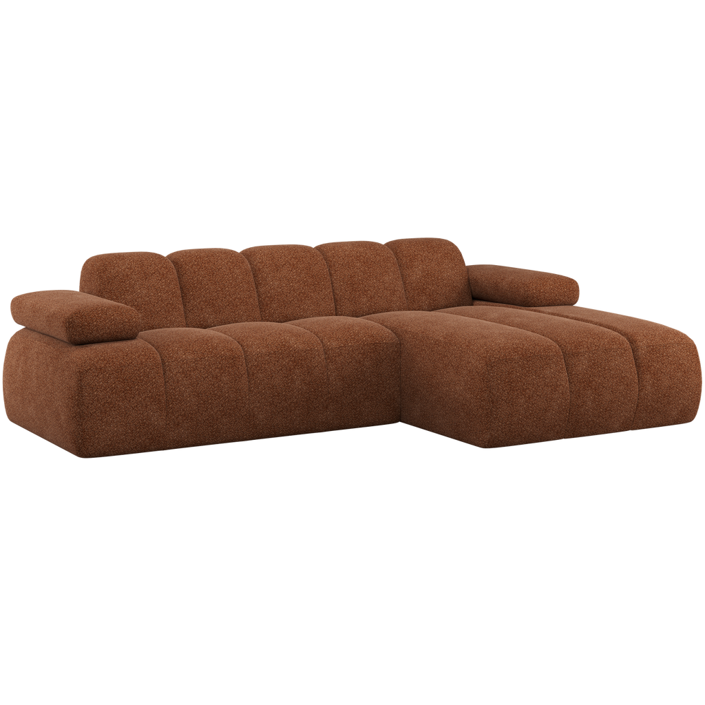 MOJO CHAISE LONGUE SOFA RIGHT WOOLLY RUST BROWN