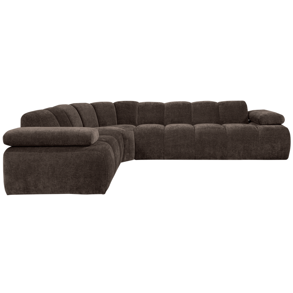 MOJO CORNER SOFA LEFT RIB FABRIC BROWN