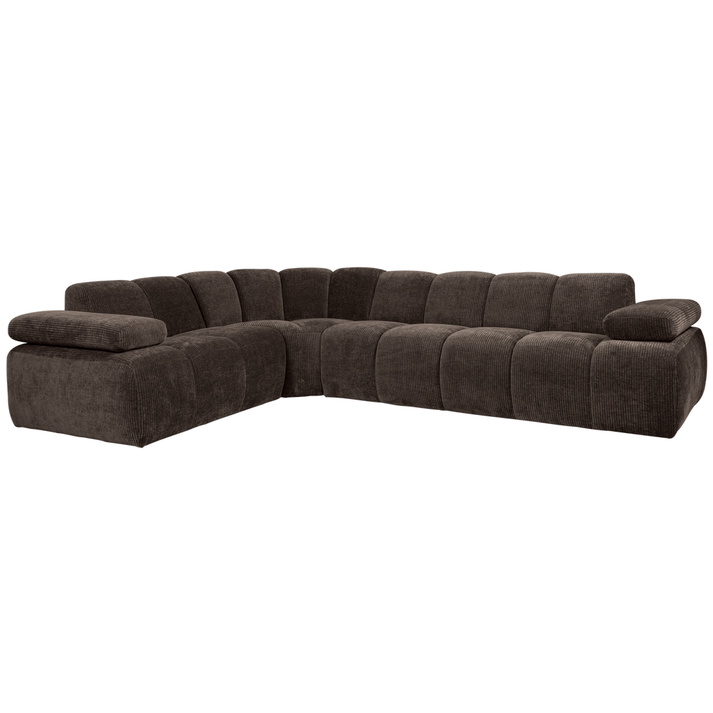 MOJO CORNER SOFA LEFT RIB FABRIC BROWN