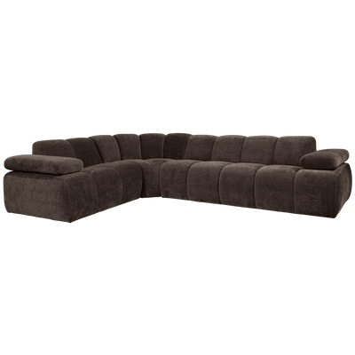 MOJO CORNER SOFA LEFT RIB FABRIC BROWN