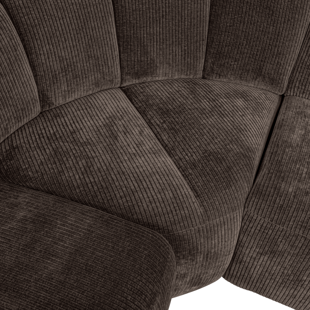 MOJO CORNER SOFA LEFT RIB FABRIC BROWN