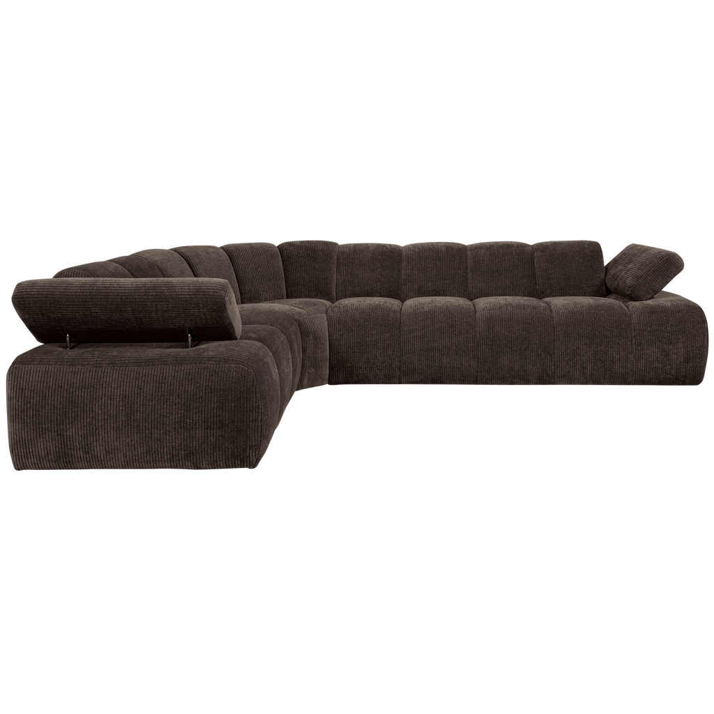 MOJO CORNER SOFA LEFT RIB FABRIC BROWN