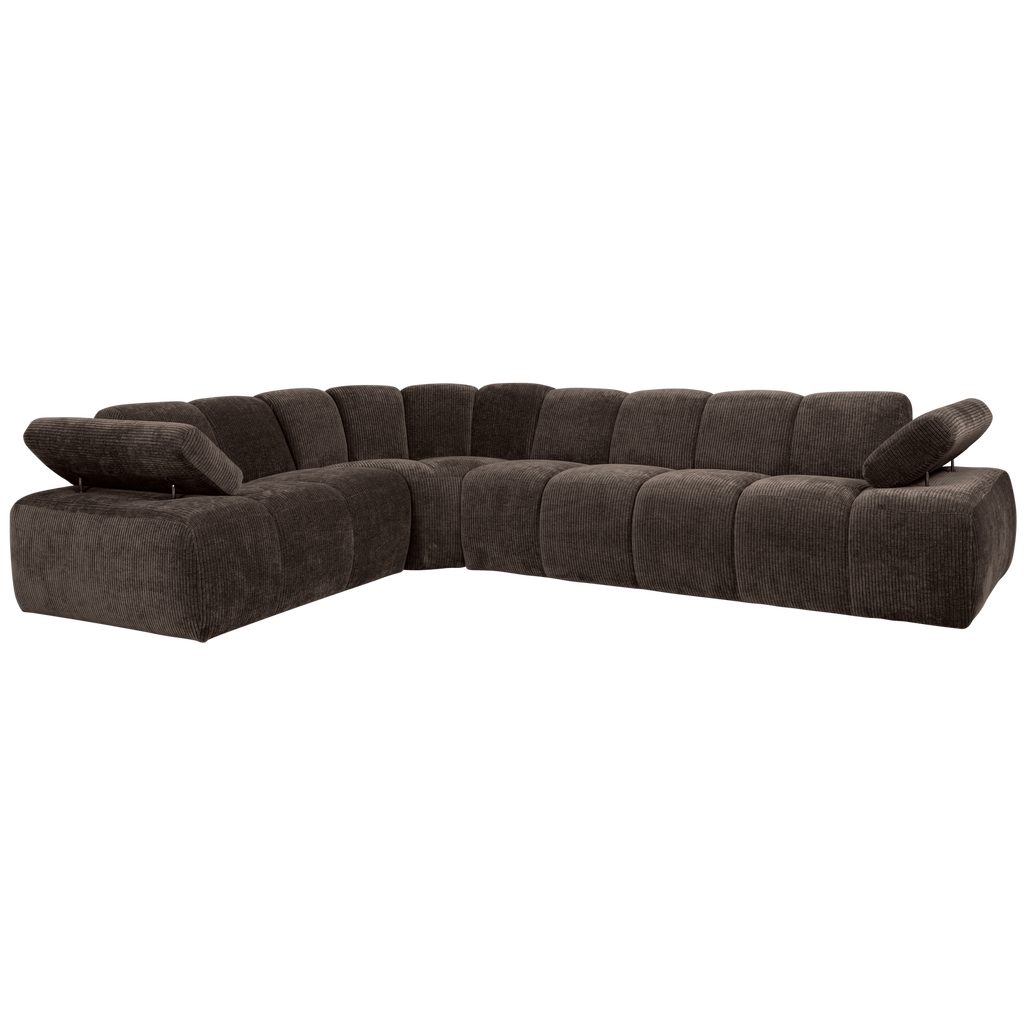 MOJO CORNER SOFA LEFT RIB FABRIC BROWN