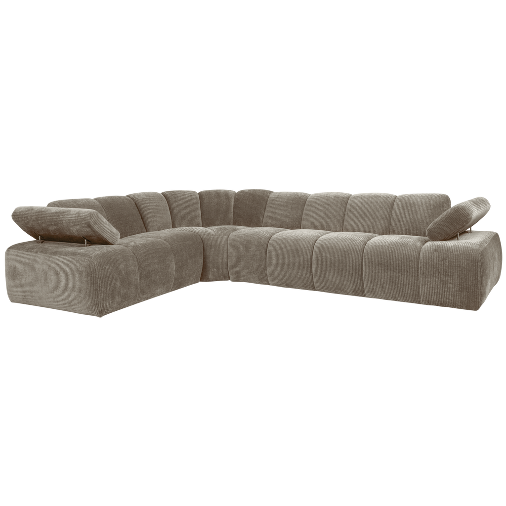 MOJO CORNER SOFA LEFT RIB FABRIC DARK SAND