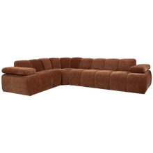 Laden Sie das Bild in den Galerie-Viewer, MOJO CORNER SOFA LEFT RIB FABRIC RUST BROWN