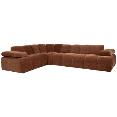 MOJO CORNER SOFA LEFT RIB FABRIC RUST BROWN