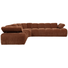 Laden Sie das Bild in den Galerie-Viewer, MOJO CORNER SOFA LEFT RIB FABRIC RUST BROWN