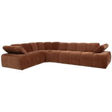 Laden Sie das Bild in den Galerie-Viewer, MOJO CORNER SOFA LEFT RIB FABRIC RUST BROWN