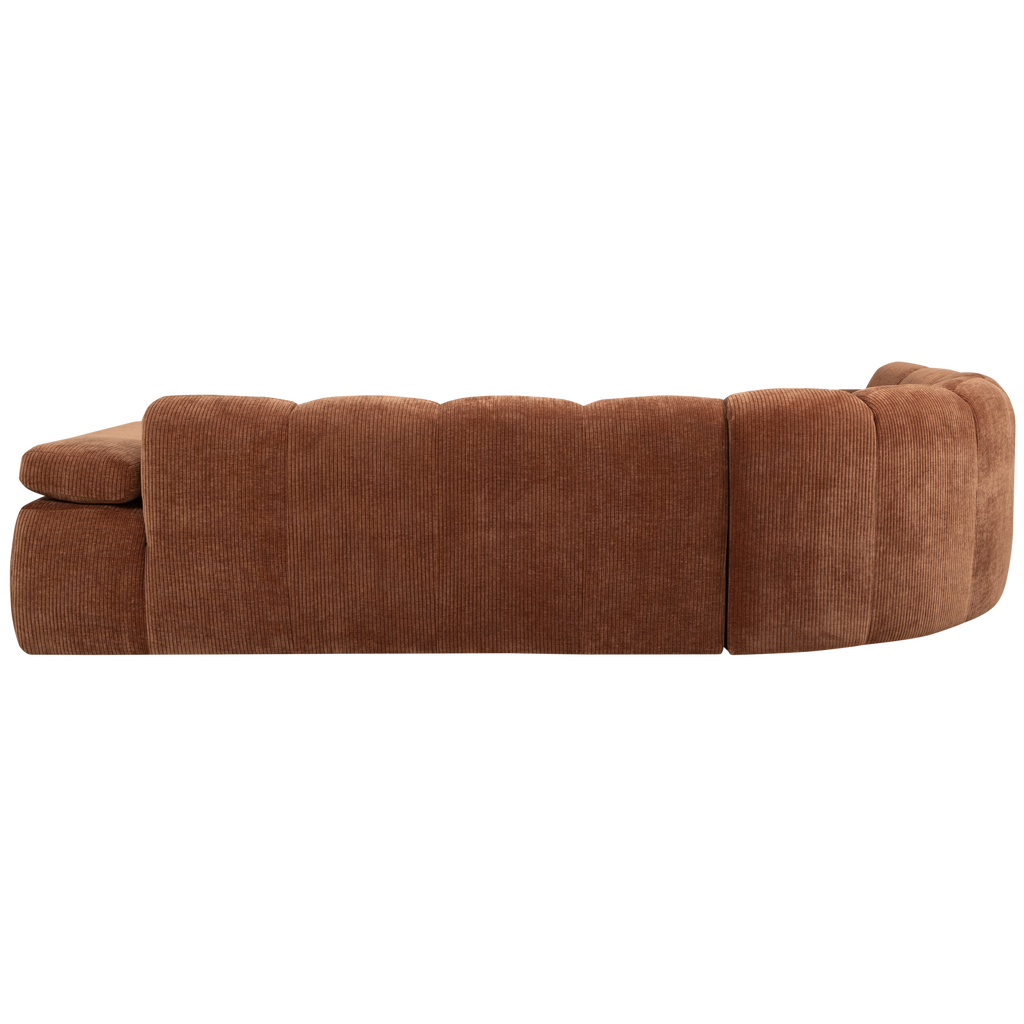 MOJO CORNER SOFA LEFT RIB FABRIC RUST BROWN