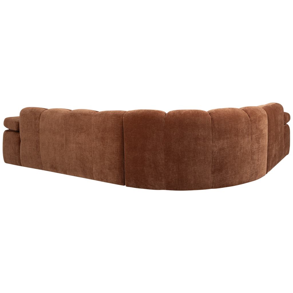 MOJO CORNER SOFA LEFT RIB FABRIC RUST BROWN
