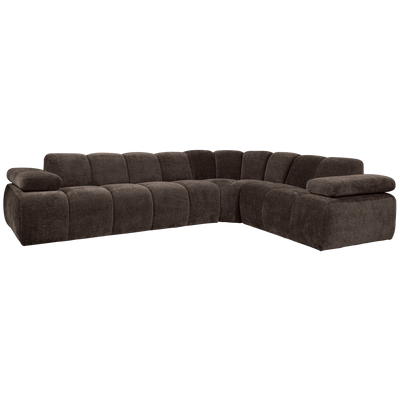 MOJO CORNER SOFA RIGHT RIB FABRIC BROWN