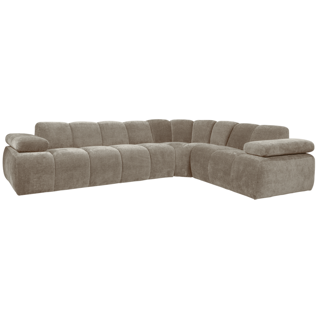 MOJO CORNER SOFA RIGHT RIB FABRIC DARK SAND