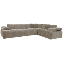 Laden Sie das Bild in den Galerie-Viewer, MOJO CORNER SOFA RIGHT RIB FABRIC DARK SAND