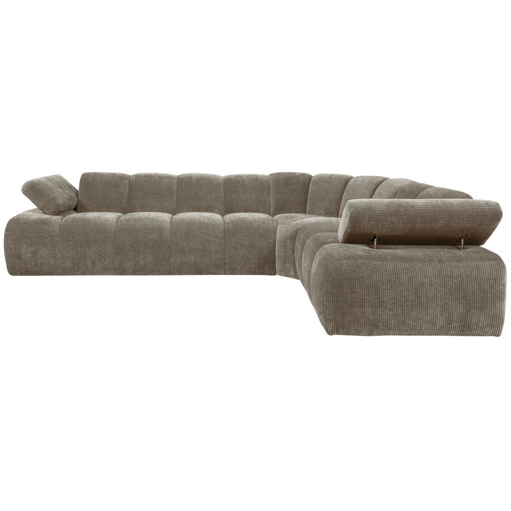 MOJO CORNER SOFA RIGHT RIB FABRIC DARK SAND