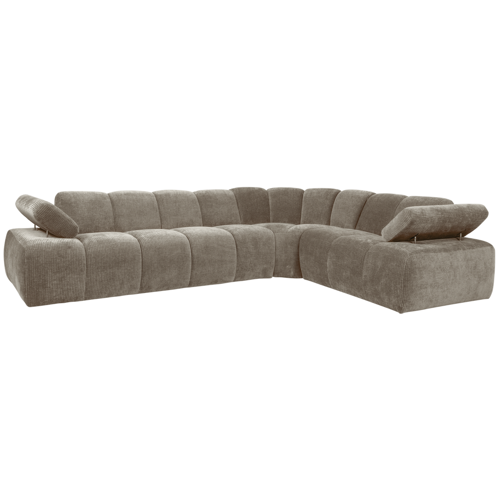 MOJO CORNER SOFA RIGHT RIB FABRIC DARK SAND