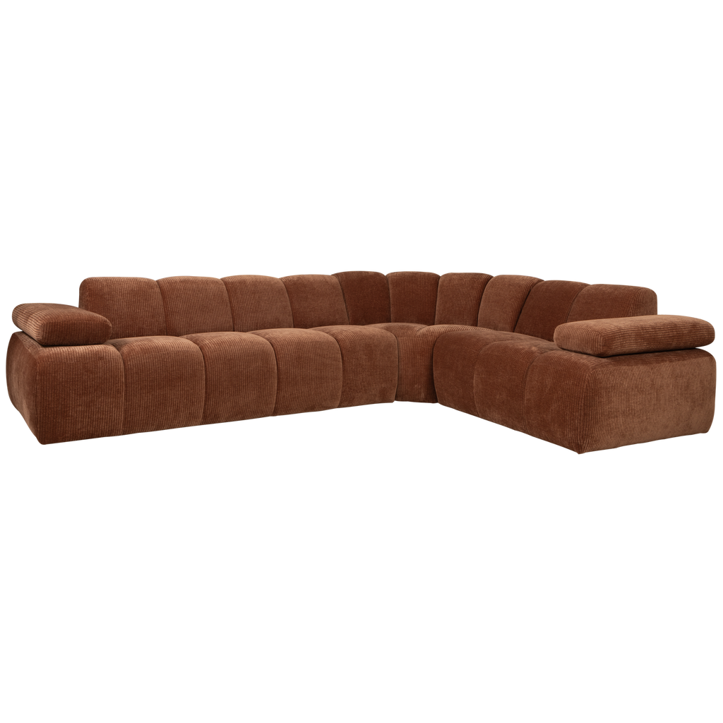 MOJO CORNER SOFA RIGHT RIB FABRIC RUST BROWN