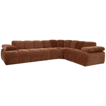 Laden Sie das Bild in den Galerie-Viewer, MOJO CORNER SOFA RIGHT RIB FABRIC RUST BROWN