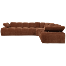 Laden Sie das Bild in den Galerie-Viewer, MOJO CORNER SOFA RIGHT RIB FABRIC RUST BROWN