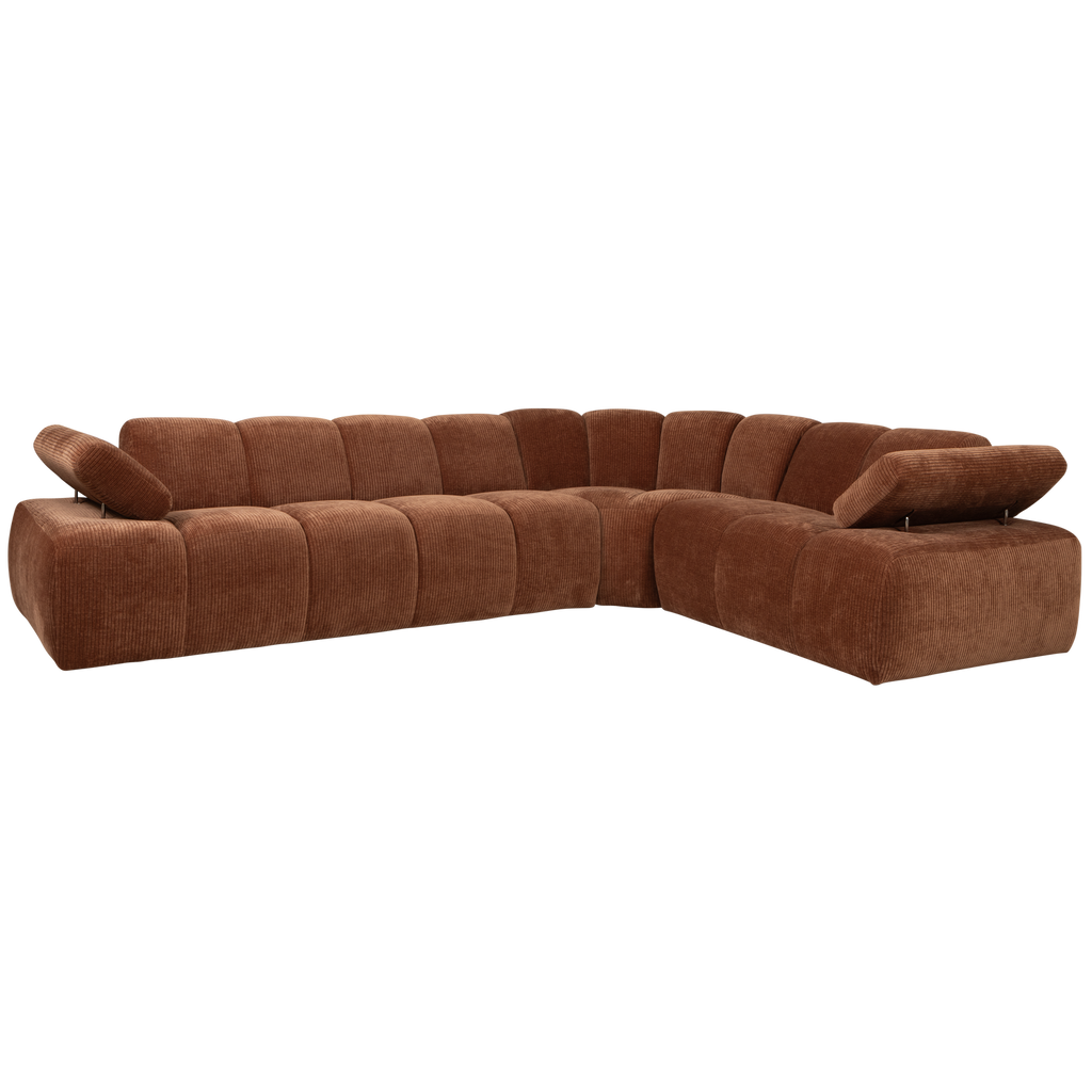 MOJO CORNER SOFA RIGHT RIB FABRIC RUST BROWN