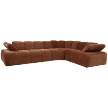 Laden Sie das Bild in den Galerie-Viewer, MOJO CORNER SOFA RIGHT RIB FABRIC RUST BROWN
