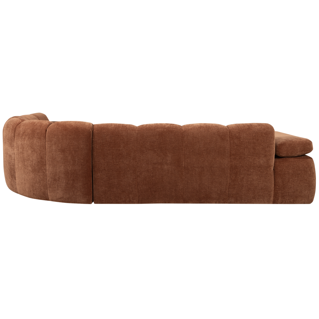 MOJO CORNER SOFA RIGHT RIB FABRIC RUST BROWN