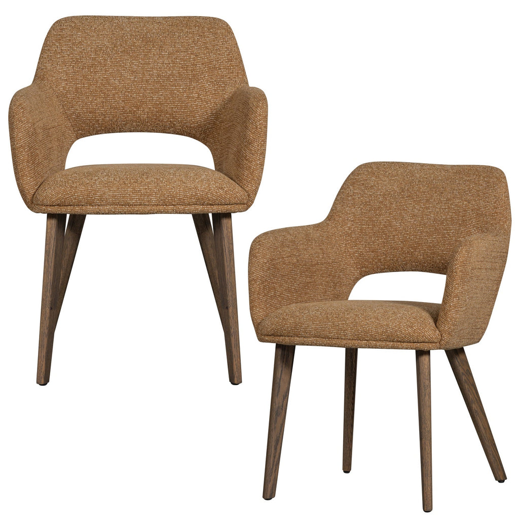 MURAT DINING CHAIR YELLOW WITH WOODEN LEG BROWN