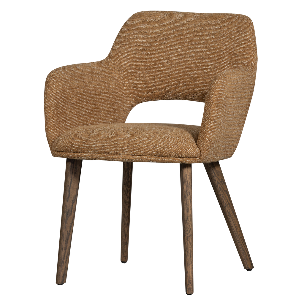 MURAT DINING CHAIR YELLOW WITH WOODEN LEG BROWN