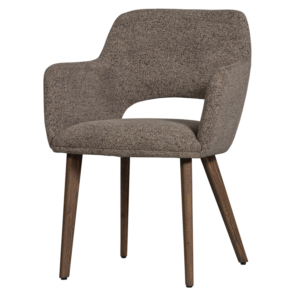 MURAT DINING CHAIR TAUPE WITH WOODEN LEG BROWN