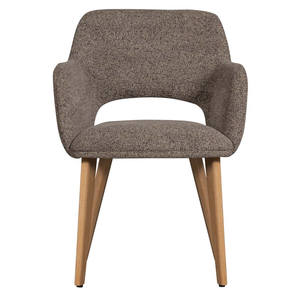 MURAT DINING CHAIR TAUPE WITH WOODEN LEG NATURAL