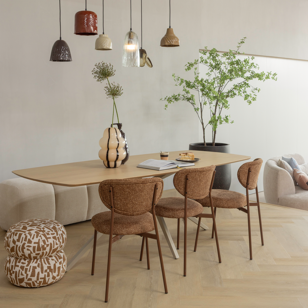 ANIC POUF WITH GRAPHIC PATTERN BROWN