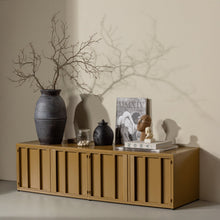 Laden Sie das Bild in den Galerie-Viewer, LEVEL TV STAND METAL HONEY YELLOW 44x160CM