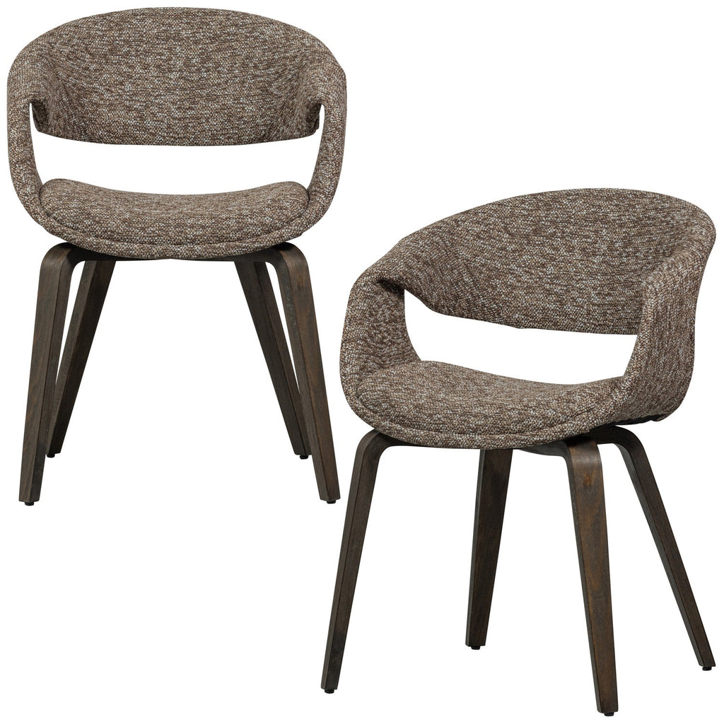 YOSSI DINING CHAIR BROWN WITH WOODEN LEG DARK BROWN