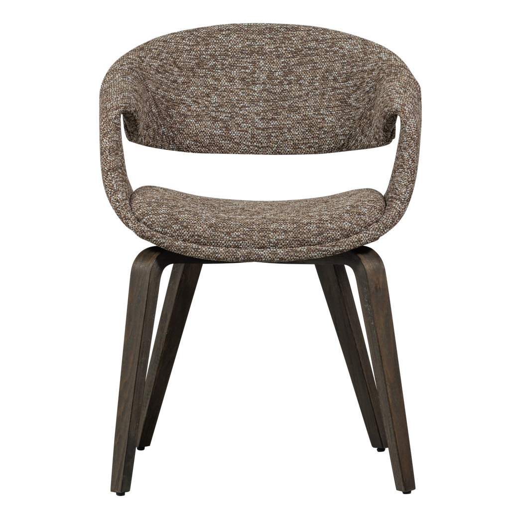 YOSSI DINING CHAIR BROWN WITH WOODEN LEG DARK BROWN
