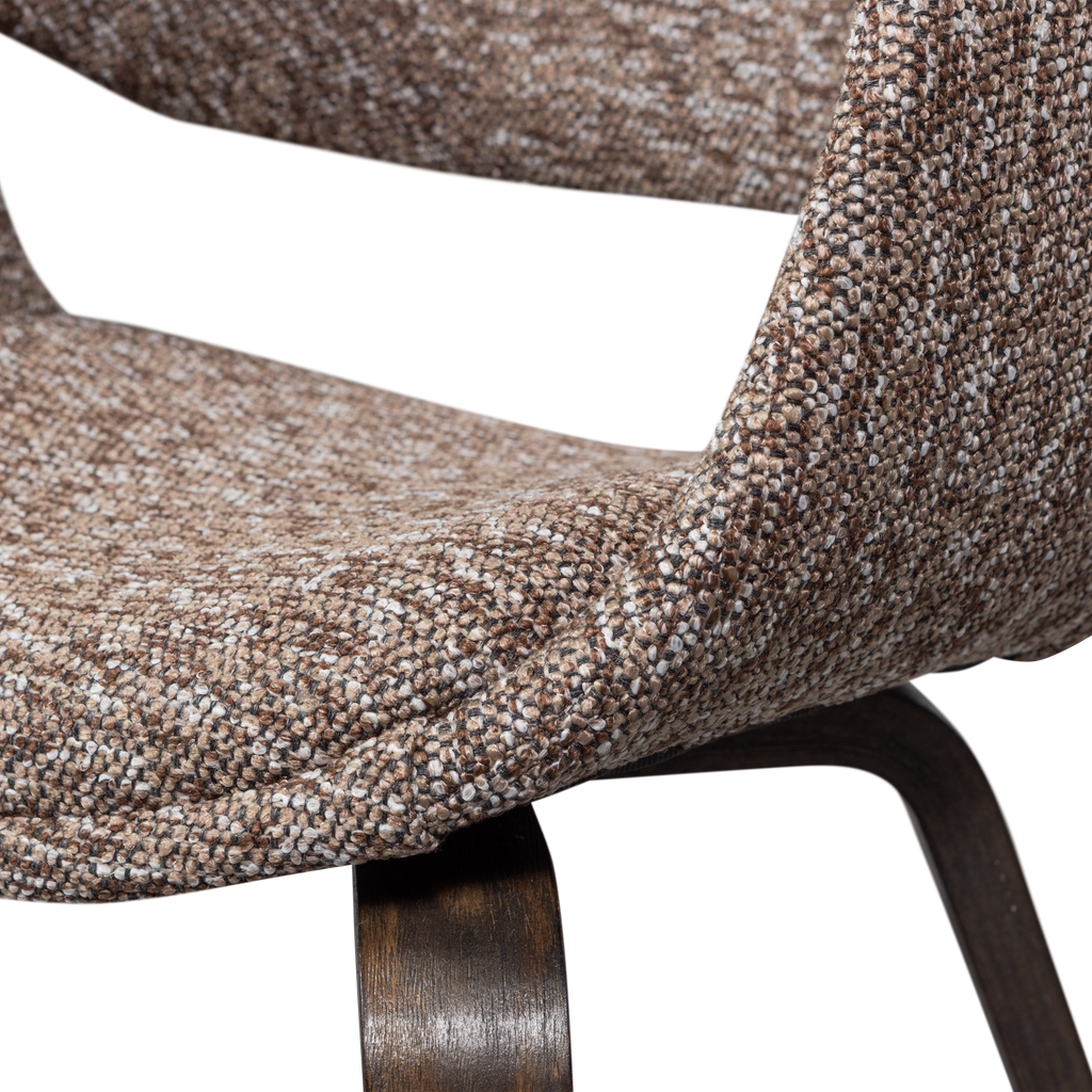 YOSSI DINING CHAIR BROWN WITH WOODEN LEG DARK BROWN