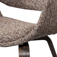 Load image into Gallery viewer, YOSSI DINING CHAIR BROWN WITH WOODEN LEG DARK BROWN