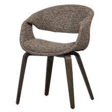 Load image into Gallery viewer, YOSSI DINING CHAIR BROWN WITH WOODEN LEG DARK BROWN