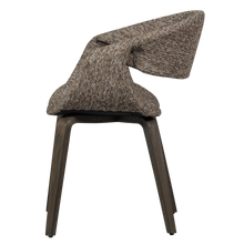 Load image into Gallery viewer, YOSSI DINING CHAIR BROWN WITH WOODEN LEG DARK BROWN