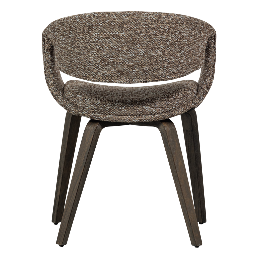YOSSI DINING CHAIR BROWN WITH WOODEN LEG DARK BROWN