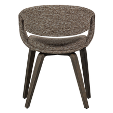 Load image into Gallery viewer, YOSSI DINING CHAIR BROWN WITH WOODEN LEG DARK BROWN