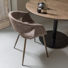 Load image into Gallery viewer, YOSSI DINING CHAIR BROWN WITH METAL LEG COPPER