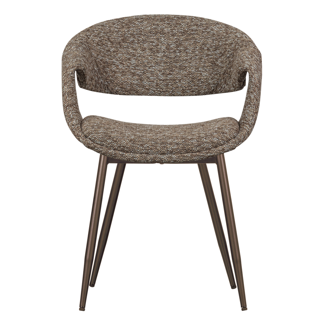 YOSSI DINING CHAIR BROWN WITH METAL LEG COPPER