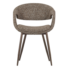 Load image into Gallery viewer, YOSSI DINING CHAIR BROWN WITH METAL LEG COPPER