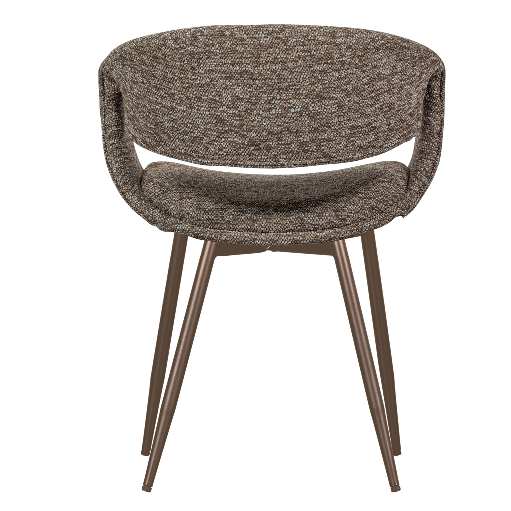 YOSSI DINING CHAIR BROWN WITH METAL LEG COPPER