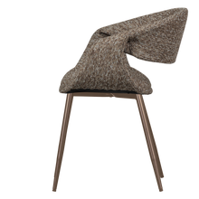 Load image into Gallery viewer, YOSSI DINING CHAIR BROWN WITH METAL LEG COPPER