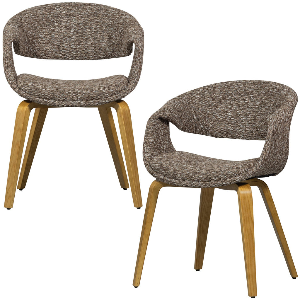 YOSSI DINING CHAIR BROWN WITH WOODEN LEG NATURAL