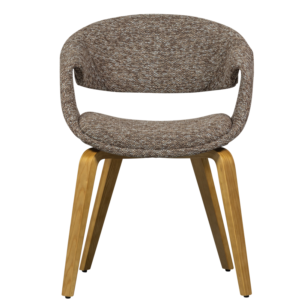 YOSSI DINING CHAIR BROWN WITH WOODEN LEG NATURAL