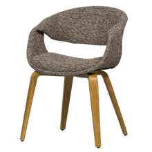 Load image into Gallery viewer, YOSSI DINING CHAIR BROWN WITH WOODEN LEG NATURAL