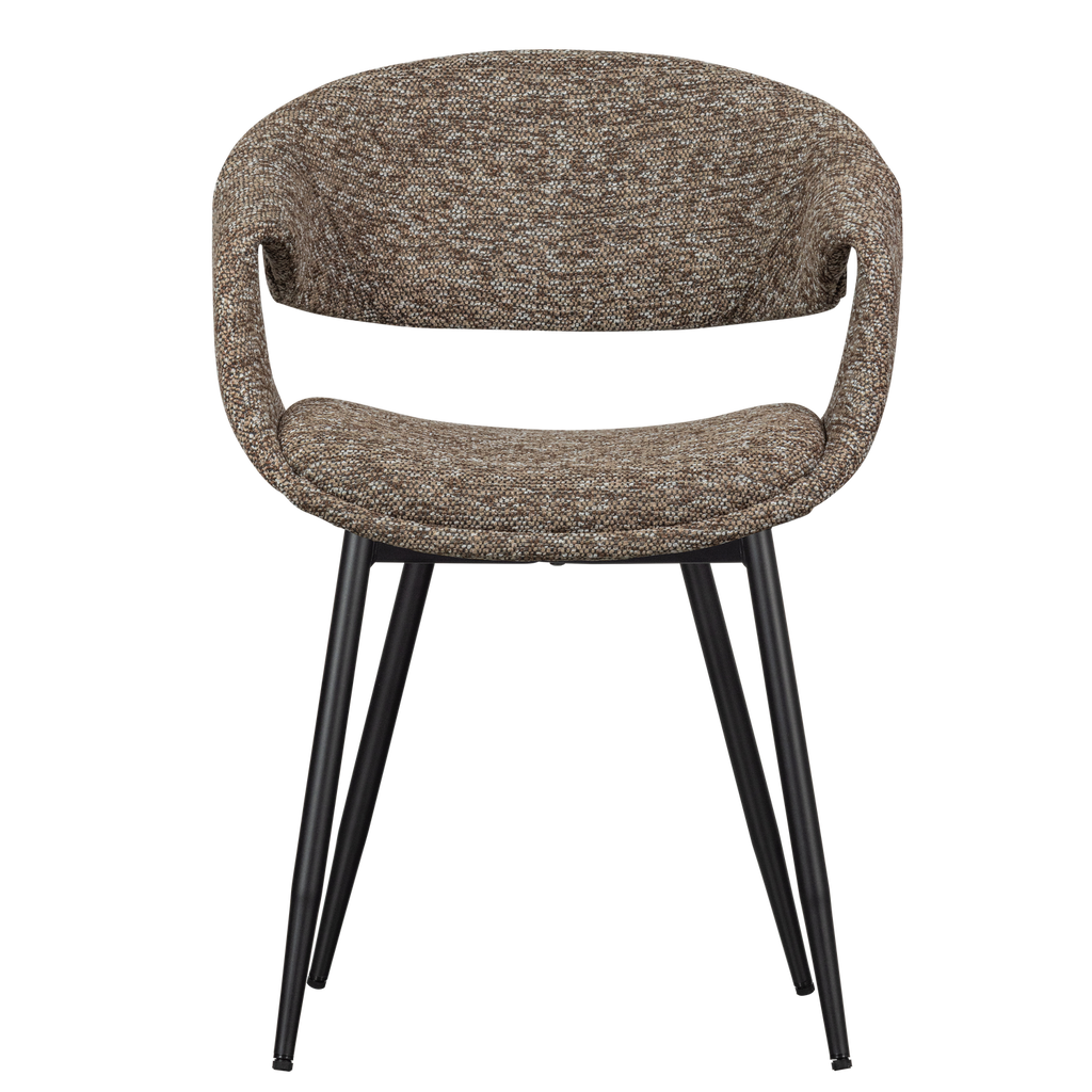 YOSSI DINING CHAIR BROWN WITH METAL LEG BLACK