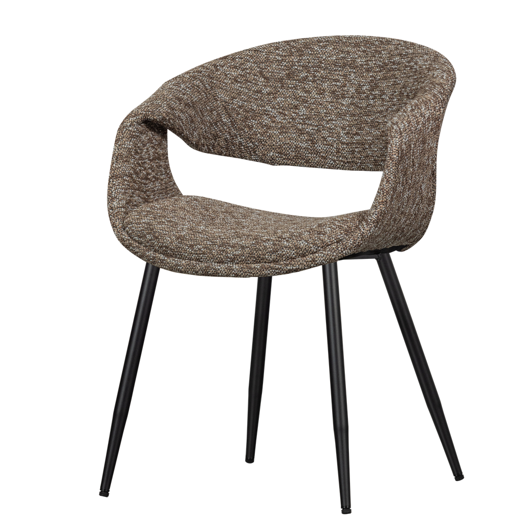 YOSSI DINING CHAIR BROWN WITH METAL LEG BLACK