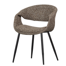 Load image into Gallery viewer, YOSSI DINING CHAIR BROWN WITH METAL LEG BLACK